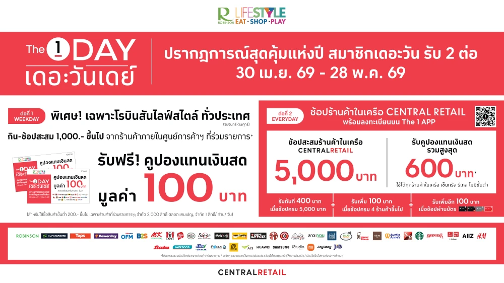 Robinson Lifestyle and The 1 Launch Exclusive The 1 Day Promotion Only at Robinson Lifestyle with Daily Discount Vouchers