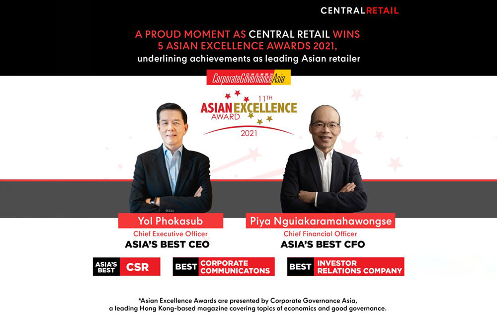 A proud moment as Central Retail wins 5 Asian Excellence Awards 2021, underlining achievements as leading Asian retailer