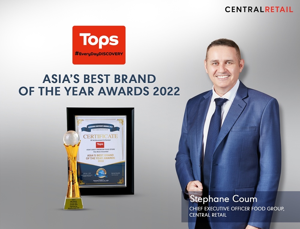 Tops wins a major international award, Asia’s Best Brand of the Year Awards 2022, highlighting its position as the #1 food retailer in a Thailand