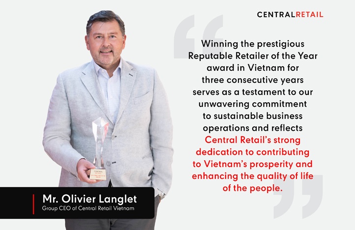 Central Retail thrives in Vietnam, secures top position Reputable Retail Company Award for the 3rd consecutive year, reinforcing Thailand’s strong business presence in Vietnam
