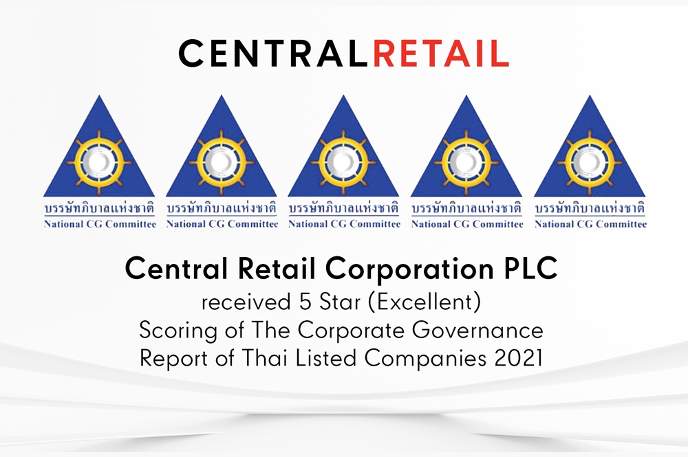5 Star (Excellent) Scoring’ of The Corporate Governance Report of Thai Listed Companies 2021 (CGR)