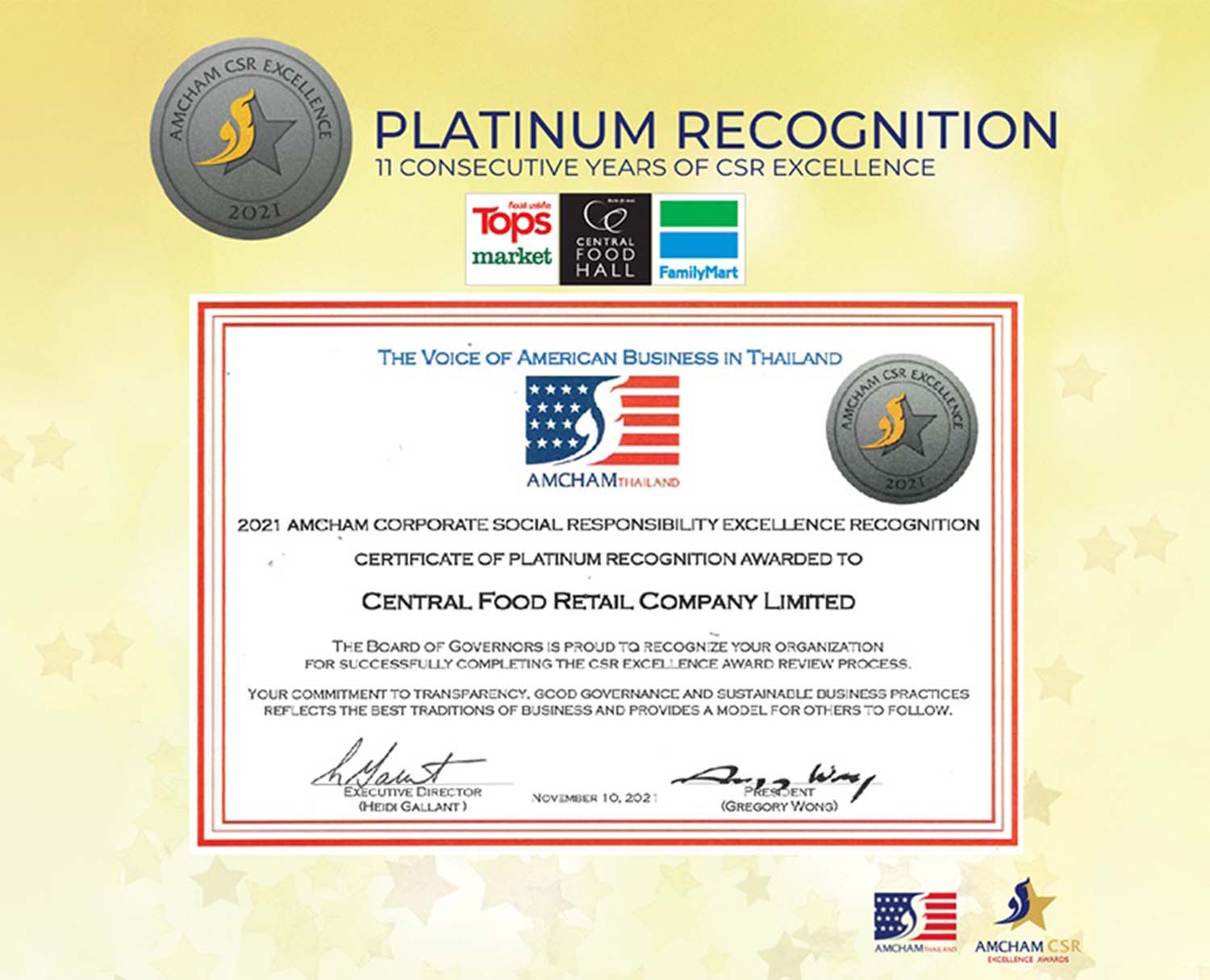 Amcham CSR Excellence Recognition - Platinum